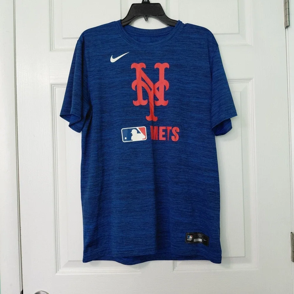 Nike New York Mets Graphic Baseball Authentic T Shirt Mens Size Large Blue